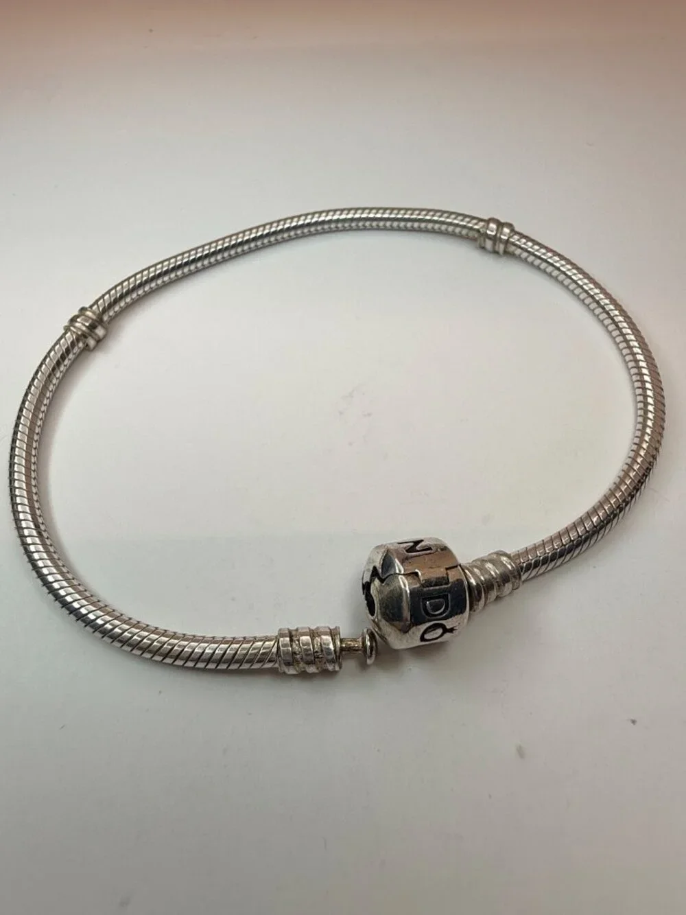 Pandora Sterling Silver 8” Moments Bracelet 925 ALE Barrel Clasp